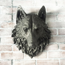 Modern home decor bronze wolf head sculpture for wall decoration